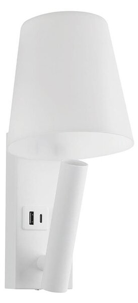 LED nástenné svietidlo s USB portom LED/2W/230V 3000K biela