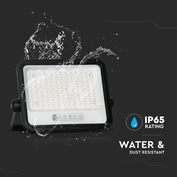Solárny stmievateľný LED reflektor LED/200W/3,2V IP65 10000 mAh čierny + diaľkové ovládanie