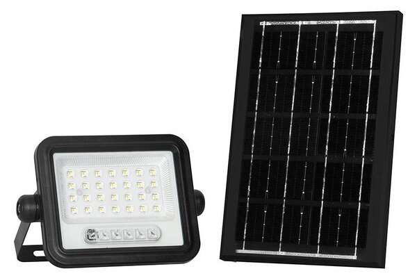 LED stmievateľný solárny reflektor LED/50W/3,2V IP65 3800 mAh čierny + diaľkové ovládanie