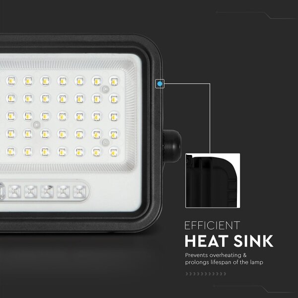 Stmievateľný solárny LED reflektor LED/100W/3,2V IP65 5000 mAh čierny + diaľkové ovládanie