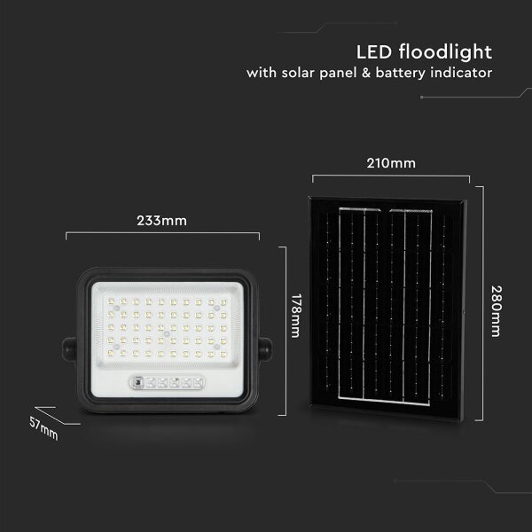 Stmievateľný solárny LED reflektor LED/100W/3,2V IP65 5000 mAh čierny + diaľkové ovládanie
