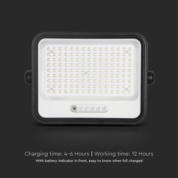 LED stmievateľný solárny reflektor LED/300W/3,2V IP65 15000 mAh čierny + diaľkové ovládanie
