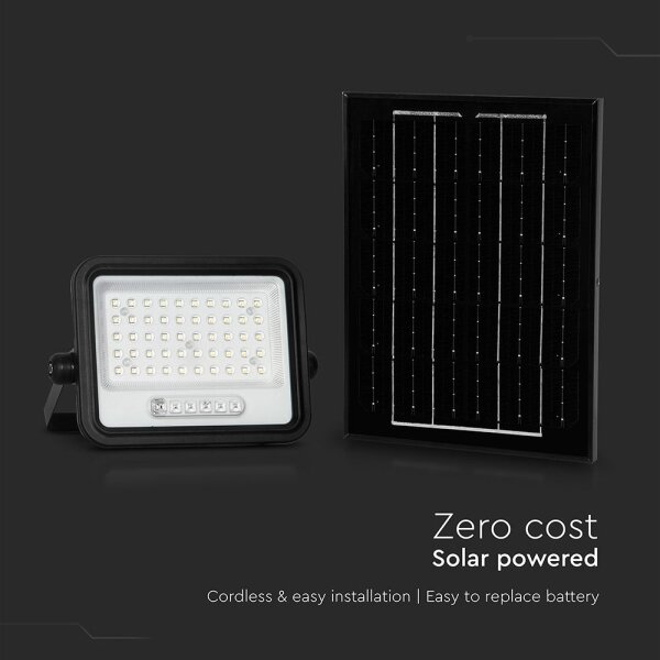 Stmievateľný solárny LED reflektor LED/100W/3,2V IP65 5000 mAh čierny + diaľkové ovládanie