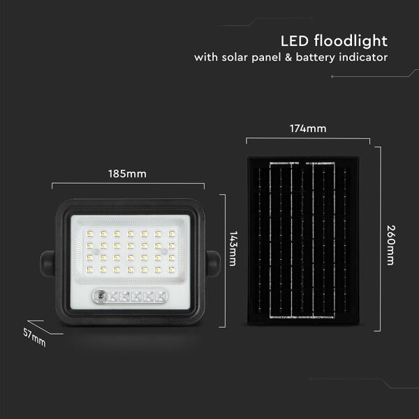 LED stmievateľný solárny reflektor LED/50W/3,2V IP65 3800 mAh čierny + diaľkové ovládanie