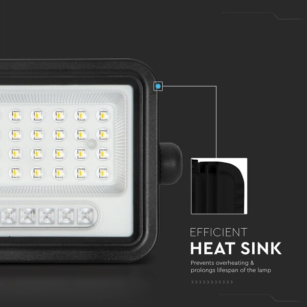 LED stmievateľný solárny reflektor LED/50W/3,2V IP65 3800 mAh čierny + diaľkové ovládanie