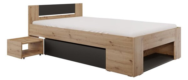 NovýNábytok.sk Jednolôžková posteľ 120 cm Uniforme (dub artisan + antracit) (s úl. priestorom). Vlastná spoľahlivá doprava až k Vám domov. 1116534