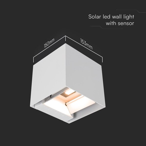 LED Solárne nástenné svietidlo so senzorom LED/9W/5V IP65 2600 mAh biela
