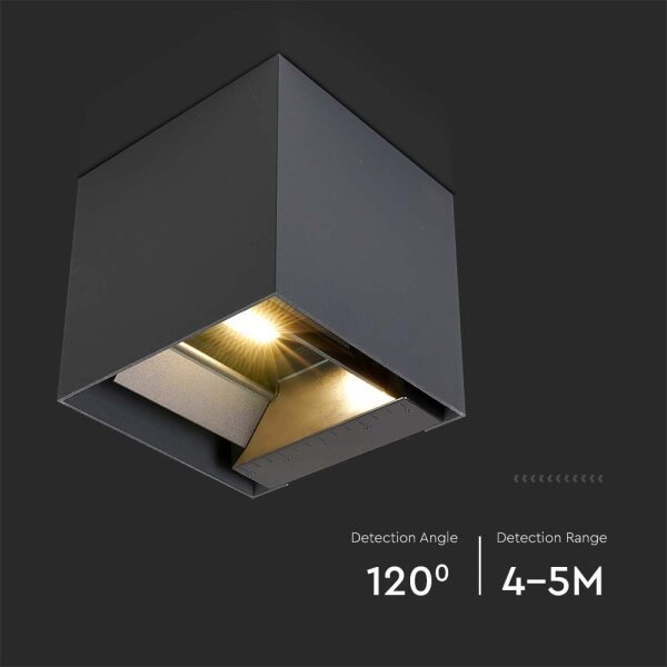 LED solárne nástenné svietidlo so senzorom LED/9W/5V, IP65, 2600 mAh, antracit