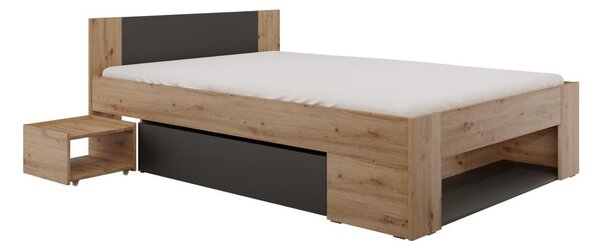 NovýNábytok.sk Manželská posteľ 140 cm Uniforme (dub artisan + antracit) (s úl. priestorom). Vlastná spoľahlivá doprava až k Vám domov. 1116535
