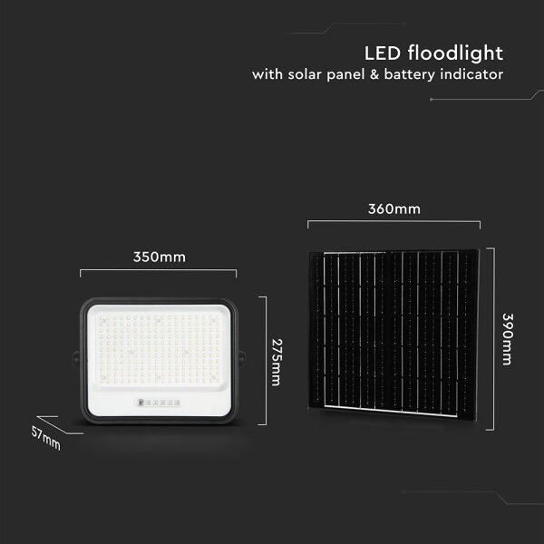 Stmievateľný LED solárny reflektor LED/400W/3,2V IP65 20000 mAh čierny + diaľkové ovládanie