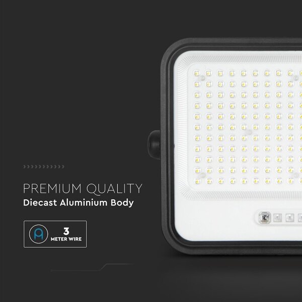 Stmievateľný LED solárny reflektor LED/400W/3,2V IP65 20000 mAh čierny + diaľkové ovládanie