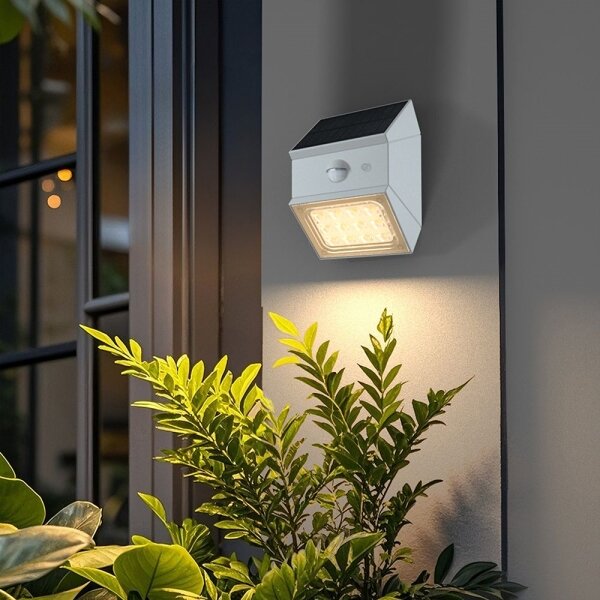 LED nástenné solárne svietidlo so senzorom LED/2,5W/3,7V IP65 1200 mAh biele
