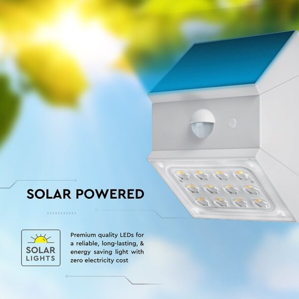 LED nástenné solárne svietidlo so senzorom LED/2,5W/3,7V IP65 1200 mAh biele