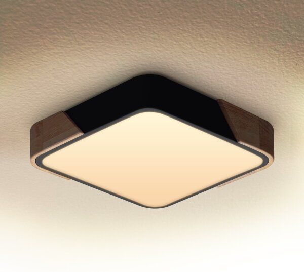 Brilagi - LED stropné svietidlo PILANA LED/24W/230V dub/čierna 32x32 cm