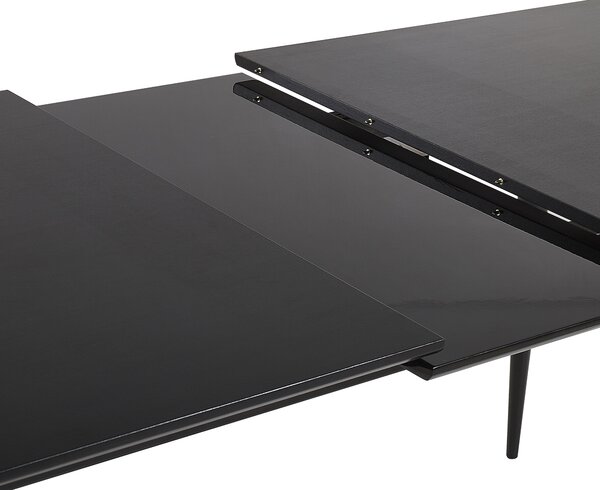 Jedálenský stôl čierna MDF železo 160/200 x 90 cm rozkladací obdĺžnikový tvar moderný industriálny štýl kuchyňa jedáleň