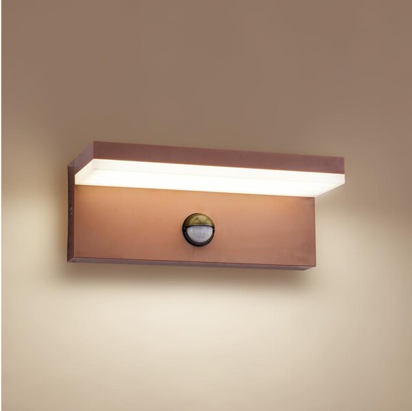 Brilagi-LED Vonkajšie nástenné svietidlo so senzorom TESSI LED/10W/230V hnedé IP54