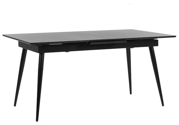Jedálenský stôl čierna MDF železo 160/200 x 90 cm rozkladací obdĺžnikový tvar moderný industriálny štýl kuchyňa jedáleň