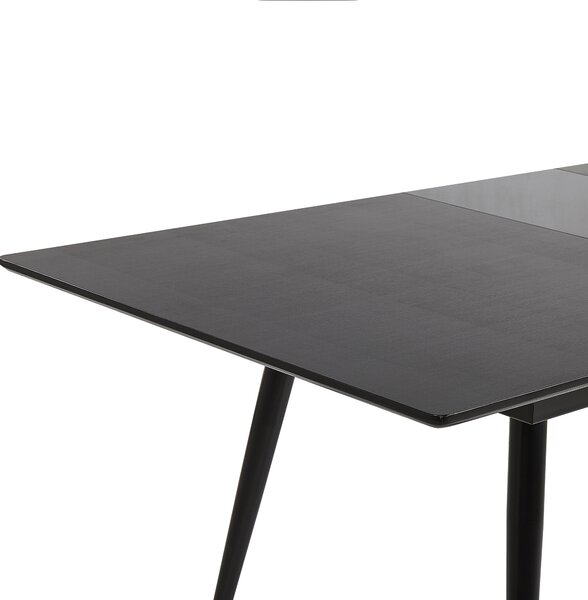 Jedálenský stôl čierna MDF železo 160/200 x 90 cm rozkladací obdĺžnikový tvar moderný industriálny štýl kuchyňa jedáleň