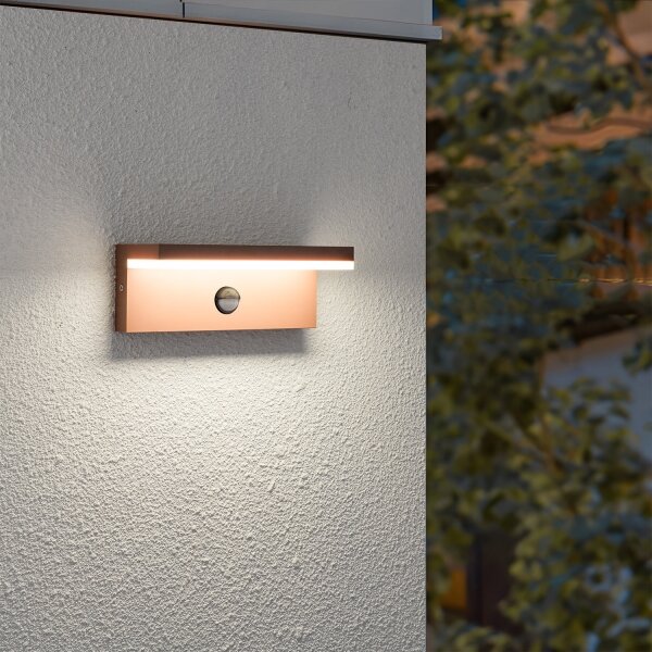 Brilagi-LED Vonkajšie nástenné svietidlo so senzorom TESSI LED/10W/230V hnedé IP54