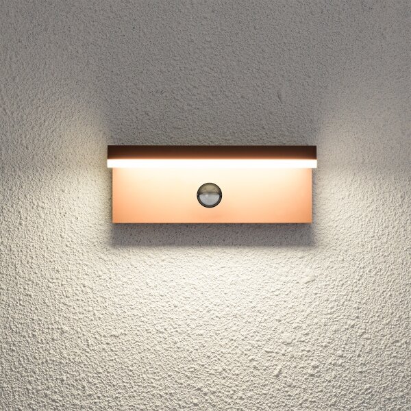 Brilagi-LED Vonkajšie nástenné svietidlo so senzorom TESSI LED/10W/230V hnedé IP54