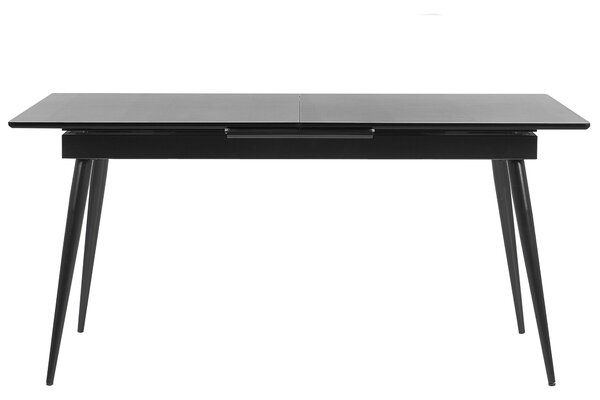 Jedálenský stôl čierna MDF železo 160/200 x 90 cm rozkladací obdĺžnikový tvar moderný industriálny štýl kuchyňa jedáleň