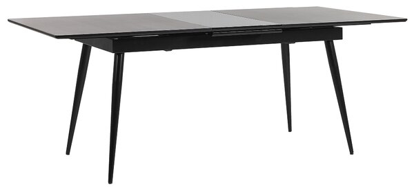 Jedálenský stôl čierna MDF železo 160/200 x 90 cm rozkladací obdĺžnikový tvar moderný industriálny štýl kuchyňa jedáleň