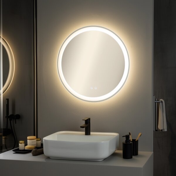 Brilagi-LED stmievateľné kúpeľňové vyhrievané zrkadlo s podsvietením AVA ECO LED/11,5W/230V priemer 60 cm IP44