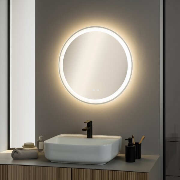 Brilagi-LED stmievateľné kúpeľňové vyhrievané zrkadlo s podsvietením AVA PRO LED/18W/230V priemer 60 cm IP44