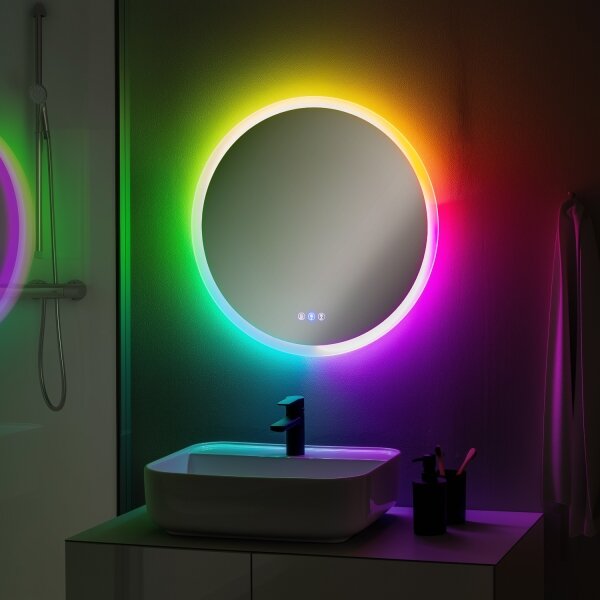 Brilagi-LED RGBW stmievateľné vyhrievané zrkadlo s podsvietením CLARA PRO LED/18W/230V priemer 60 cm IP44