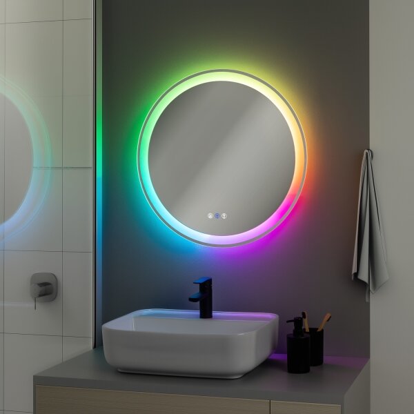 Brilagi- LED RGBW stmievateľné vyhrievané zrkadlo s podsvietením AVA PRO LED/18W/230V pr. 60 cm IP44