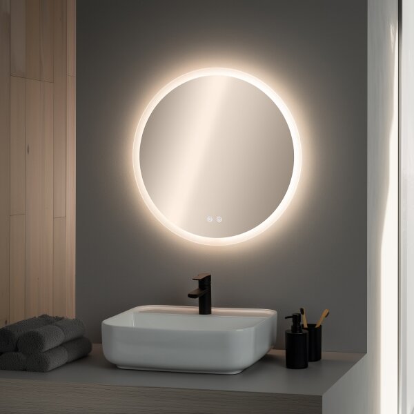 Brilagi-LED RGBW stmievateľné vyhrievané zrkadlo s podsvietením CLARA PRO 19W/230V, priemer 60 cm, IP44 + diaľkové ovládanie