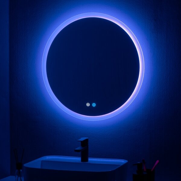 Brilagi-LED RGBW stmievateľné vyhrievané zrkadlo s podsvietením CLARA PRO 19W/230V, priemer 60 cm, IP44 + diaľkové ovládanie