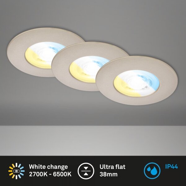 Briloner 7605032-SADA 3xLED Kúpeľňové podhľadové svietidlo 3xLED/4,9W/230V IP44 matný chróm