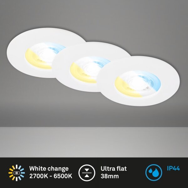 Briloner 7605036-SADA 3xLED Kúpeľňové podhľadové svietidlo 3xLED/4,9W/230V IP44 biela