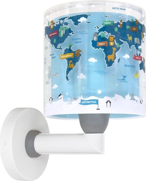 Dalber 40679 - Detské nástenné svietidlo WORLD 1xE27/15W/230V modré