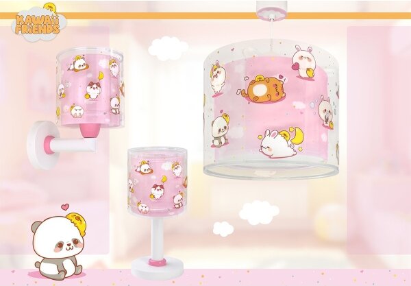 Dalber 41769S - Detská nástenná lampa KAWAII FRIENDS 1xE27/15W/230V ružová