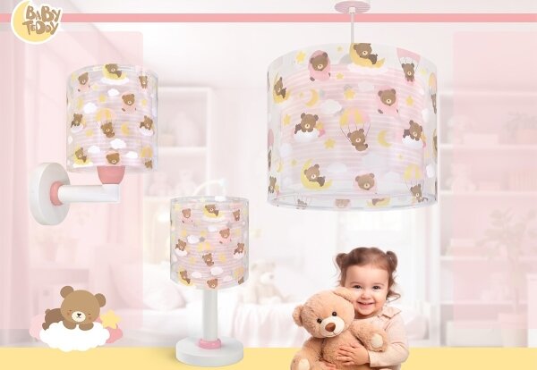 Dalber 41579S - Detské nástenné svietidlo BABY TEDDY 1xE27/15W/230V ružové