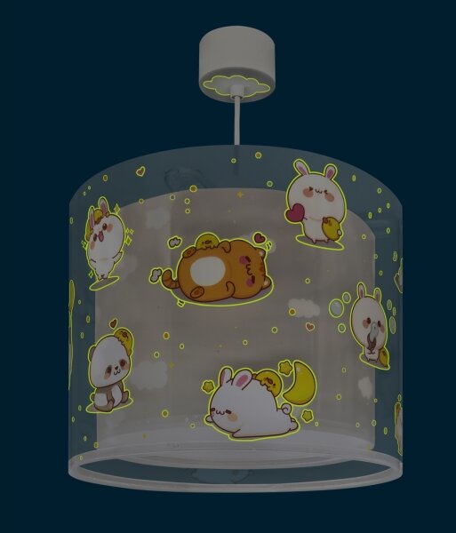 Dalber 41762E - Detský luster KAWAII FRIENDS 1xE27/15W/230V sivý