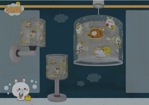 Dalber 41762E - Detský luster KAWAII FRIENDS 1xE27/15W/230V sivý