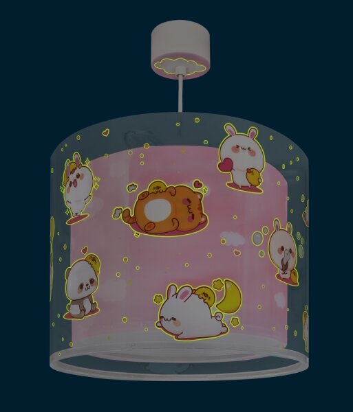 Dalber 41762S - Detský luster KAWAII FRIENDS 1xE27/15W/230V ružový