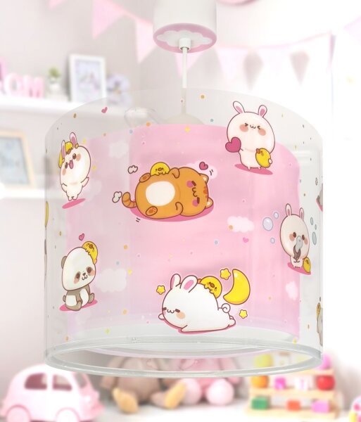 Dalber 41762S - Detský luster KAWAII FRIENDS 1xE27/15W/230V ružový