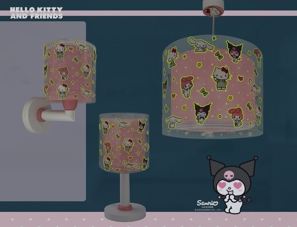 Dalber 41259 - Detská nástenná lampa HELLO KITTY&FRIENDS 1xE27/15W/230V ružová