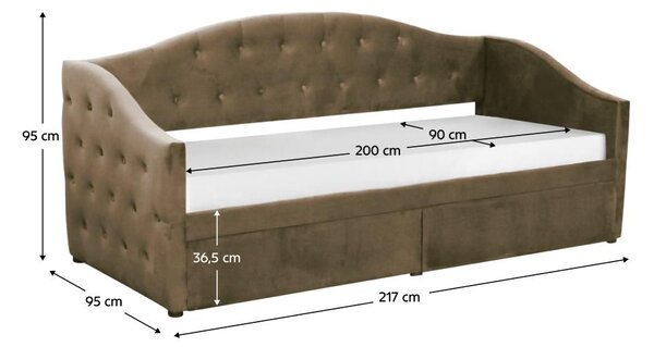 NovýNábytok.sk Jednolôžková posteľ (váľanda) 90 cm Zonas (hnedá) (s roštom) (s úl. priestorom). Vlastná spoľahlivá doprava až k Vám domov. 1116568