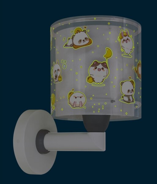 Dalber 41769E - Detská nástenná lampa KAWAII FRIENDS 1xE27/15W/230V šedá
