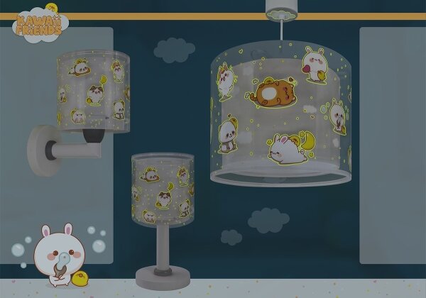 Dalber 41769E - Detská nástenná lampa KAWAII FRIENDS 1xE27/15W/230V šedá
