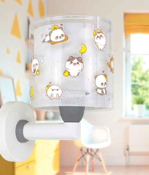 Dalber 41769E - Detská nástenná lampa KAWAII FRIENDS 1xE27/15W/230V šedá