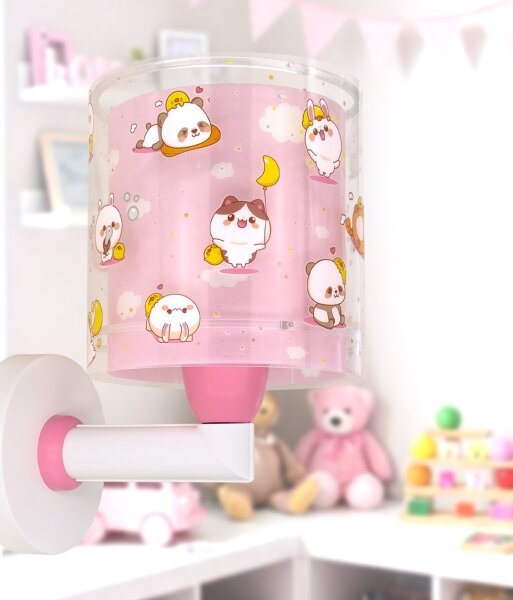 Dalber 41769S - Detská nástenná lampa KAWAII FRIENDS 1xE27/15W/230V ružová