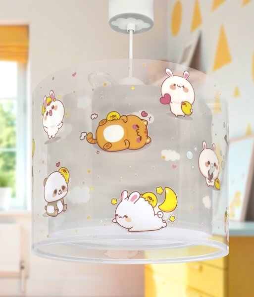 Dalber 41762E - Detský luster KAWAII FRIENDS 1xE27/15W/230V sivý