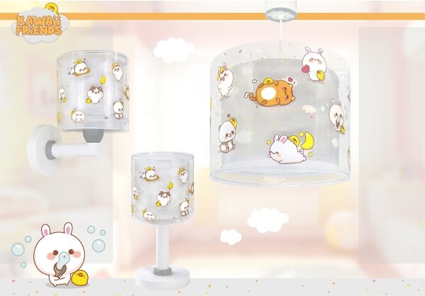 Dalber 41769E - Detská nástenná lampa KAWAII FRIENDS 1xE27/15W/230V šedá