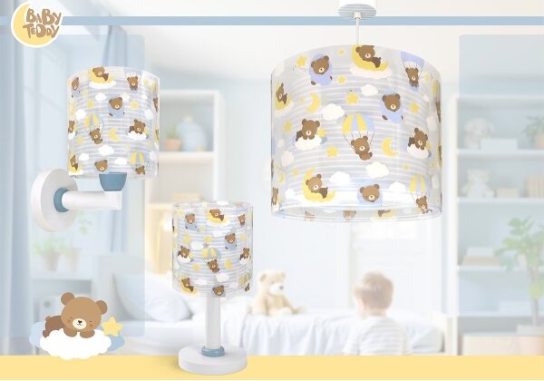 Dalber 41579T - Detská nástenná lampa BABY TEDDY 1xE27/15W/230V modrá